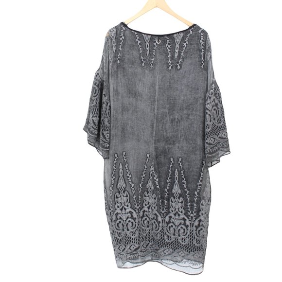 Save The Queen Gray Silk Lace Shift Dress w/Lining - Picture 10 of 13